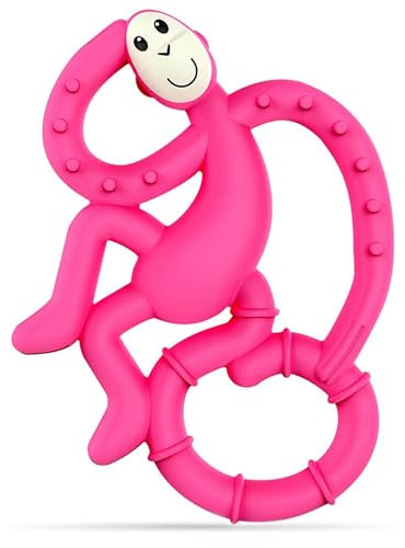 Matchstick Monkey Beißring Affe mini - Baby Zahnungshilfe - Beißspielzeug - Silikon - BPA-frei - ab 3 Monaten - massiert wundes Zahnfleisch - leicht zu greifen - pink