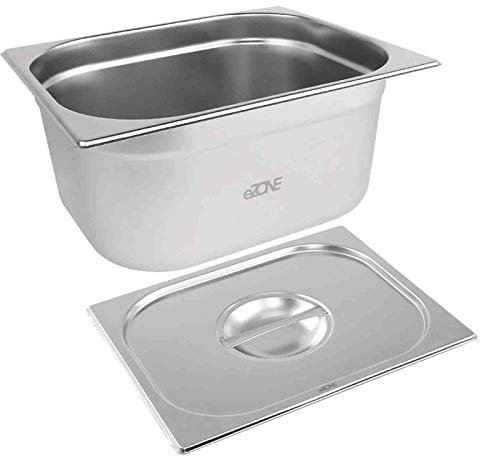 Gastronorm & Lid 1/2 Half Stainless Steel Bain Marie Food Container Pan 150mm