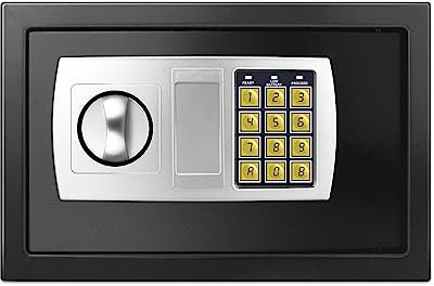 Tresor, Digital Elektronischer Safe, Sicherheitskasten Feuerfester und wasserdichter Sicherheitsschrank mit Schlüssel, Möbeltresor Für Schmuck Bargeld, 31x20x20cm