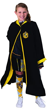 Rubies - Harry Potter - Vestito ufficiale Tassorosso - Costume per bambini - 7-10 anni - Costume nero con cappuccio - per Halloween, Carnevale - Idea regalo Natale