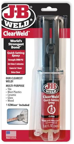 J-B Weld 50114UK ClearWeld Epoxy Adhesive 3900PSI- .47FL OZ (14ml)