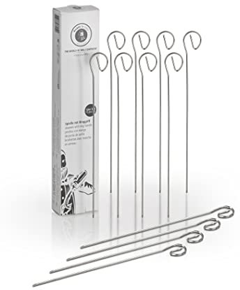 Buddy's BBQ - Pinchos para barbacoa, 12 brochetas para barbacoa, barbacoa, cocinar, carne, pescado, verduras, reutilizables, 21 cm de longitud, acero inoxidable, material plano, con mango de anillo