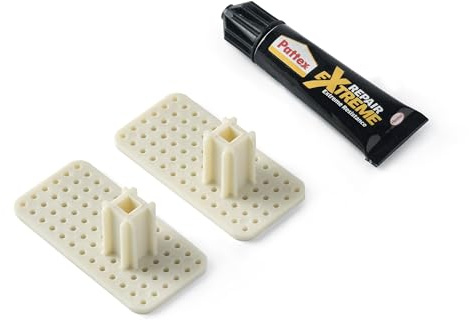 TATAY Kit de fijación con pegamento Glue&Fix, incluye el pegamento universal Repair Extreme Pattex (1 tubo 20 gr y 2 piezas para colgar los accesorios de baño Slim)