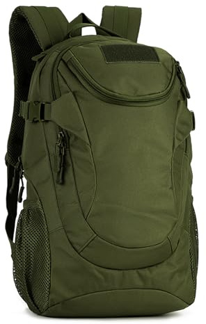 VINBAGGE Rucksack Molle Taktische Motorrad Wanderrucksack Outdoor Wasserdicht Trekkingrucksack 25L Campus Jagdrucksack Schulrucksack Jungen Daypack für Herren Damen Grün