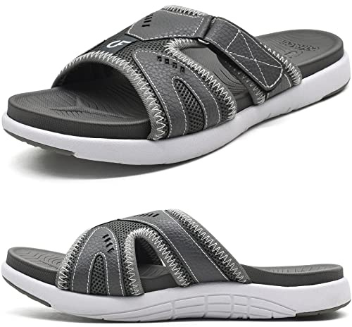 COFACE Sport-återhämtningssandaler för män, plantar fasciit, mjuk vaddering, lätt hålfotsstöd, ortopediska flip-flops för män, storlek 40–48