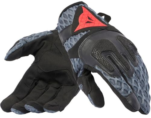 DAINESE - Air-Maze Unisex Gloves, Gants de Moto Eté, Tissu Maille, Protège Doigts, Ecran Tactile, pour Hommes et Femmes, Noir/Iron Gate, M