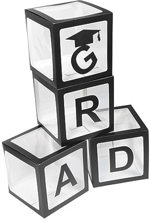 Toyvian 1 Satz Ballon-Box Zahlenballon Grad-Buchstaben-Ballonblöcke Luftballons Ornament abschlussfeier ballons boxen Abschlussfeier Ballon Prop Geschenk Zubehör Vitrine Kasten Requisiten