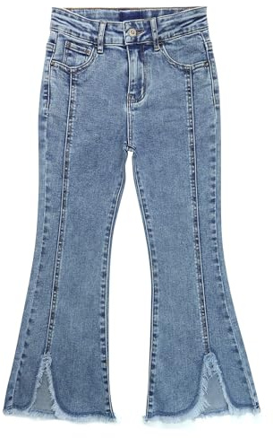 KIDSCOOL SPACE Pantalones Acampanados para niña, 18M-14T, Amplio Rango de Edad, Cintura elástica Interior, Jeans Ajustados elásticos, Azul Claro, 11-12 años
