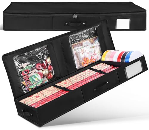 Geschenkpapier Aufbewahrung, 100x33x14cm Geschenkpapier Organizer 600D Oxford-Gewebe mit Fächern Aufbewahrungstasche für Geschenkpapier Ostern Geschenkzubehör