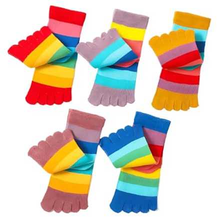 Chenflying 5 Paia Cotone Tabi Split Toe Cinque Dita Calzini Casual Arcobaleno Colore Caviglia Calzini per Bambini Ragazzi Ragazze 2-10 Anni, multicolore, 6-10 Jahre