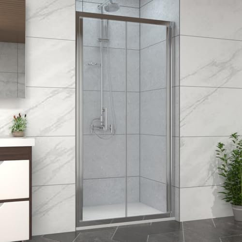 NRG 1100mm Bathroom Bi- Fold Shower Door Chrome Framed with 1100x900mm SMC Rectangle Shower Tray White