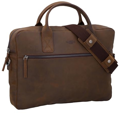 Gusti axelväska läder – Elijah vegetabilisk garvad portfölj univäska axelväska arbetsväska Messenger Bag lärarväska affärsväska stor laptopväska vintage, valnöt, S