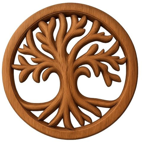 Trintura Árbol de la vida de madera – 10 cm Árbol de la vida de madera de acacia – Decoración vikinga – Mural de madera, escultura de pared, decoración de madera natural, árbol de la vida, cuadro de