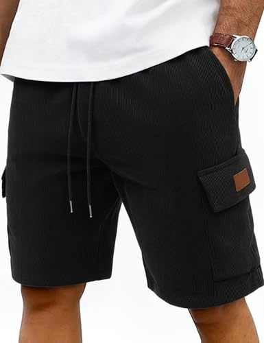 iClosam Pantalones Cortos Cargo Hombre de Pana Cintura Elástica | Múltiples bolsillos, estilo casual tipo bermuda, diseño de verano