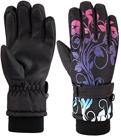 HIGHLOONG Kids Waterproof Ski Snowboard Cold Weather Winter Gloves 5-Finger with 3M Thinsulate for Boys Girls (13/15)