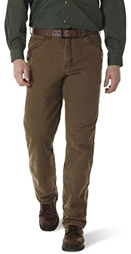 Wrangler Riggs Workwear Men's Lined Relaxed Fit Jean, Night Brown/Black, 34W x 30L
