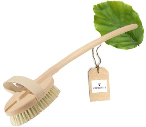 HOFMEISTER® Badebürste, 47 cm, angenehme Reinigung & Massage des Rückens, sanft zur Haut dank Fibre-Natur-Borsten, Peeling mit der Körperbürste, Handschlaufe & abnehmbarer Stiel