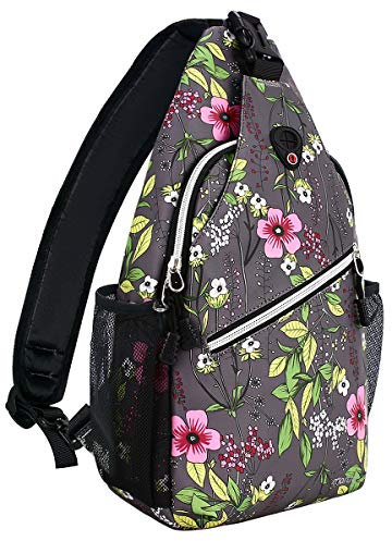 MOSISO Sling Rucksack Brusttasche, Reise Wander Tagesrucksack Immergrün Crossbody Umhängetasche, Grau