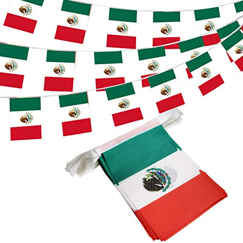 ANLEY United Mexican States String Pennant Banners, patriotiska händelser 16 september Mexikanska självständighetsdekoration Sportsbarer - 33 fot 38 flaggor