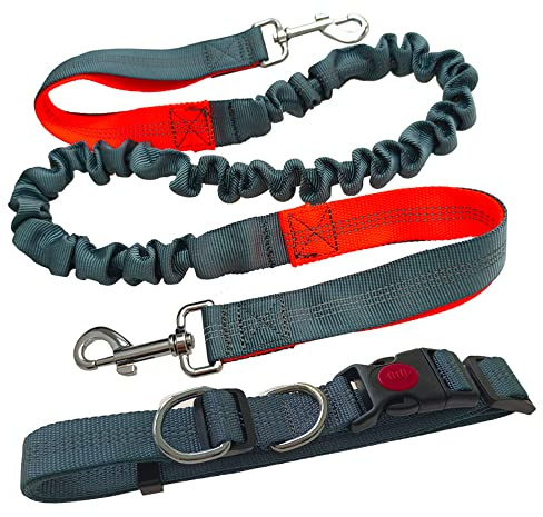 Aiqeer Grey Hands-Free Jogging Belt with Reflective Stitching (Orange Handle)