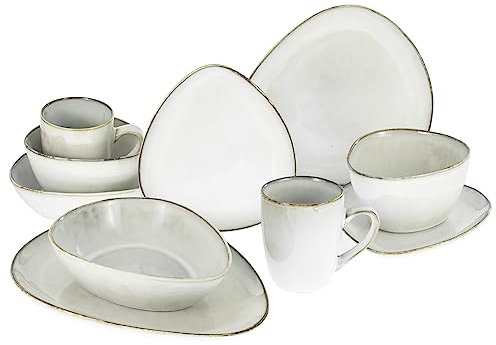 CreaTable, 23768, Serie CLOUDY, offwhite, 10-teiliges Geschirrset, Kombiservice aus Steinzeug, spülmaschinen- und mikrowellengeeignet, Qualitätsproduktion