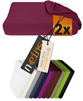 npluseins 2er Pack Spannbezüge für Nackenkissen Gesundheitskissen 959.1234, L, 40-45 x 60-80 cm, Bordeaux