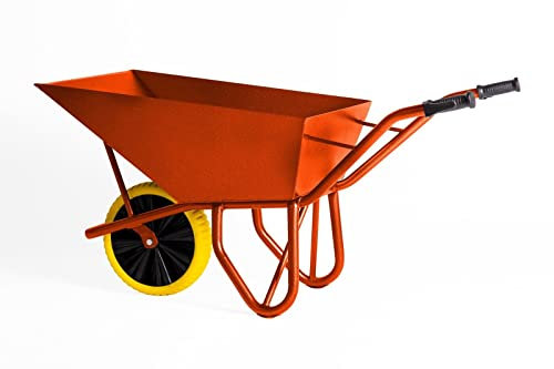 Kelberg Baukarre Steinsetzer 120L BAU-Garten-Hof Schubkarre 2,5 mm Stahl Mulde PU Rad 250 kg Orange