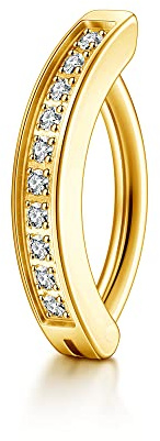 PiercingJak Piercing Anneau Nombril Clicker Piercing au Nombril Arcade Anneau de Nombril Acier Inoxydable Argent Doré Boucle Clou de Ventre Courbé Inversé Bijoux de Corps Sexy Bikini Femme-Or-Zircon