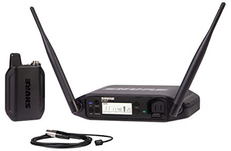 Shure GLXD14+/93 Dual Band Pro Digital Wireless Mikrofonsystem für Interviews, Präsentationen, Theater - 12-Stunden-Batterielaufzeit, 30m Reichweite | WL93 Lavalier-Mikrofon, Einzelkanal-Empfänger.