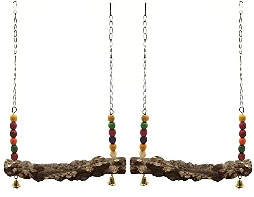 Haptufer 2 Pack Chicken Bird Swing Wood Swing Stand for Chick,Safe Chicken Coop Accessories for Bird,Parrot