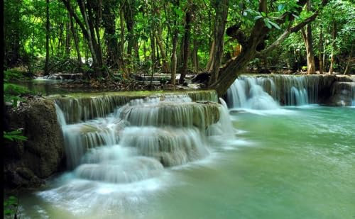Papier peint mural 3D panoramique de montagne pour salon, cuisine, salle à manger, décoration murale grande peinture et autocollant (400 cm × 280 cm)