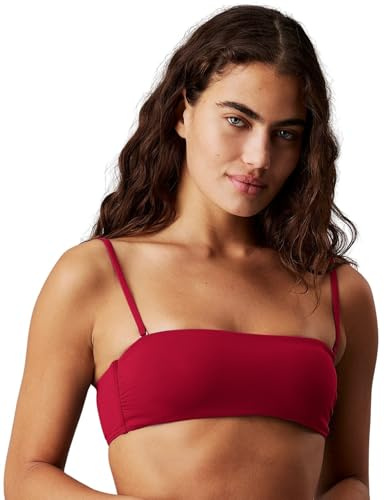 Calvin Klein Top Bikini Tipo Bandeau Mujer con Relleno extraíble, Rojo (Quaint Berry), L