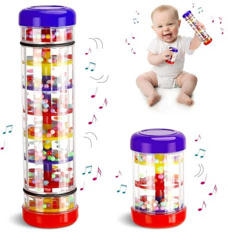 GSrenyu 2 Pack Baby Rattle Toys, Rain Stick Toys Baby Rattle Sensory Toys Music Sensory Auditory Instrument Toy for Babies 6-12 Months