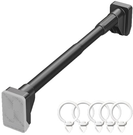 Bastone Armadio Appendiabiti Binari Estensori per Tende in Acciaio Inox con Ganci, Barra Porta Abiti Antiscivolo per Guardaroba, Kit di Supporto per Armadio Multiuso per Dormitorio(Style1,240-310cm(94