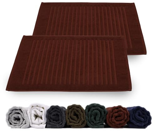 Rinsl Duschvorleger Badvorleger Set | Baumwolle Frottee 700 g/m² | Badematte Badvorleger Schnelltrocknend Maschinenwaschbar Dunkel Rot (Bordeaux Rot, 50 x 70 cm 2er Pack)