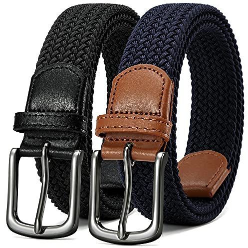CHAOREN Juego de Cinturon Elastico Hombre, Cinto Homem de Trabajo 35mm, Adecuado para Regalar, Negro/Azul, 115cm(talla 95-105cm/36-39)