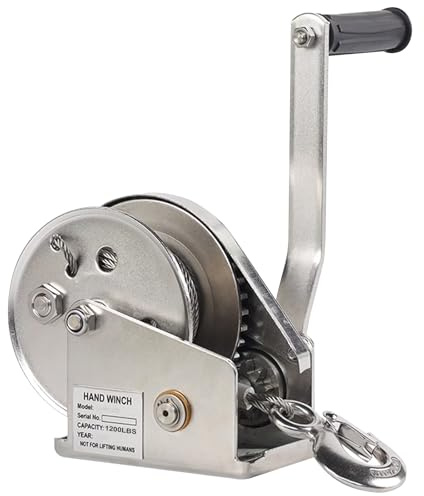 YAOYAOO Verricello Manuale, 1200lbs Acciaio Inossidabile Verricello Manuale con Freno Automatico, Verricello Manuale a Fune Piccolo, Argano Manuale per Barca, Auto