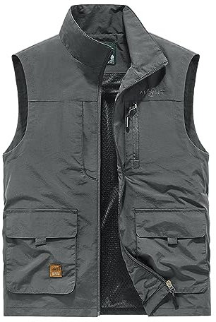 Generisch Weste Jungen 164 Arbeitsweste Herren Ärmellose Sommer Leicht Softshell Sportweste Elegant Sportlich Anglerweste Cardigan Bunt Kurz Gilet Cargo Sommerweste Grau 3XL