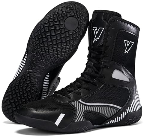 Hiuzylqx Chaussures de Boxe pour Hommes Chaussures de Lutte antidérapantes d'arts Martiaux, Baskets multifonctionnelles,Noir,39 EU