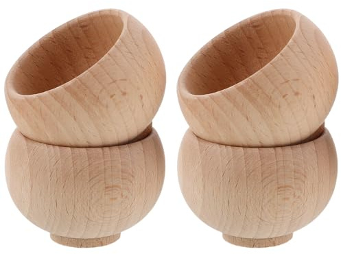CORHAD 4 Piezas Base de Madera sin Acabado para Cojín de Agujas Cuenco Japonés para Bordado Soporte para Costura Acolchado y Crochet para Manualidades DIY
