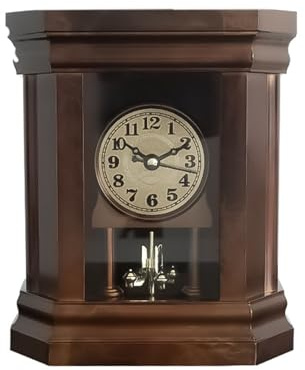 Orologi da camino vintage, orologio da camino silenzioso a batteria, orologio da tavolo retrò, decorazione for soggiorno, scrivania da ufficio, mensola da scrivania di casa(Brown)