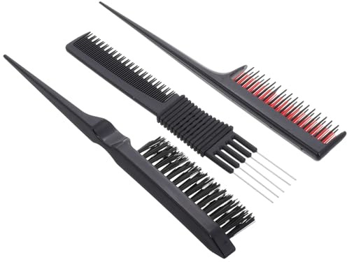 BAZEITFLOW Set di 3 Pettini per Cotonare in Plastica Abs Denti Larghi, Delicati sui Chioma per Feste e Matrimoni, per Styling Professionale di Uomini e Donne