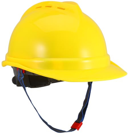 Kisangel Casco de Seguridad Amarillo Ventilado para Construcción con Protección Solar y Ratchet Casco de Obra Transpirable para Hombres y Mujeres Protección Industrial Reforzada para