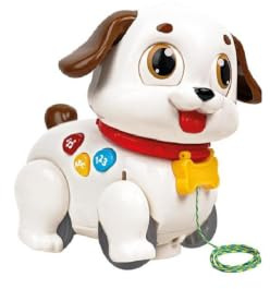Hola - Perro Juguete de Arrastre para Bebes - Con Luces y Sonidos Realistas - Juego Musical, Educativo e Interactivo para Primeros Pasos - Juguete con Movimiento Para Niños y Niñas - Regalo Bebé 1 Año