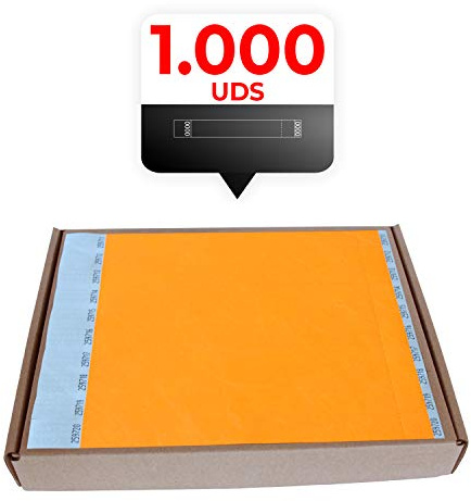 MP - Tyvek Pulseras 1000 unidades para Eventos, Color Naranja
