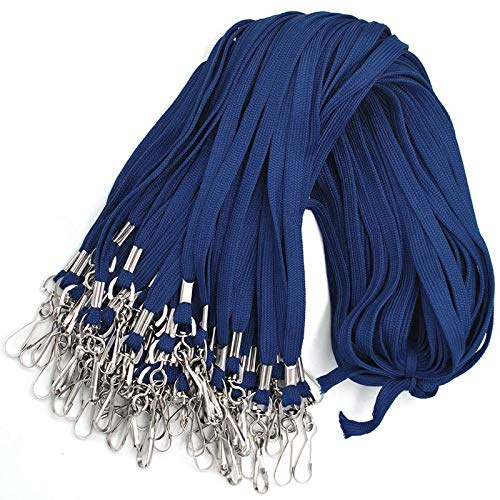 Fågel 100-pack storpack nyckelband för ID-märken – halsband namnbricka ID-hållare (marinblå, 100-pack)