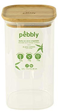 Pebbly - Glass Storage Container with Bamboo Lid - Large, 1.4L Food Storage