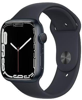 Apple Watch Series 7 (GPS, 45mm) Smartwatch - Aluminiumgehäuse Mitternacht, Sportarmband Mitternacht - Regular. Fitnesstracker, Blutsauerstoff und EKGApps, Always-On Retina Display, Wasserschutz