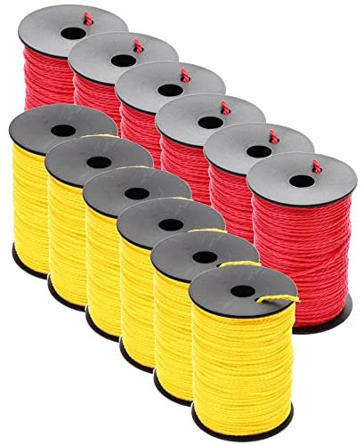 12x Maurerschnur gelb rot Richtschnur Pflaster Verlege Lot Bau Schnur 100m 2mm