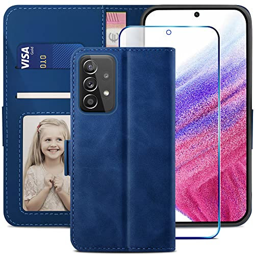 YATWIN Handyhülle Kompatibel mit Samsung Galaxy A53 5G Hülle, Klapphülle Samsung A53 5G Premium Leder Brieftasche Schutzhülle [Kartenfach] [Magnet] [Stand] Handytasche Case , Blau